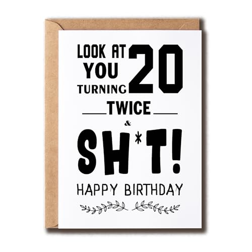 GoGiDesigns Look At You Turning 20 Twice �ʔ����J�[�h - ����Ȓa�����O���[�e�B���O�J�[�h - 40�΂̒a�������߂łƂ��J�[�h - �F�l�ւ̃M�t�g