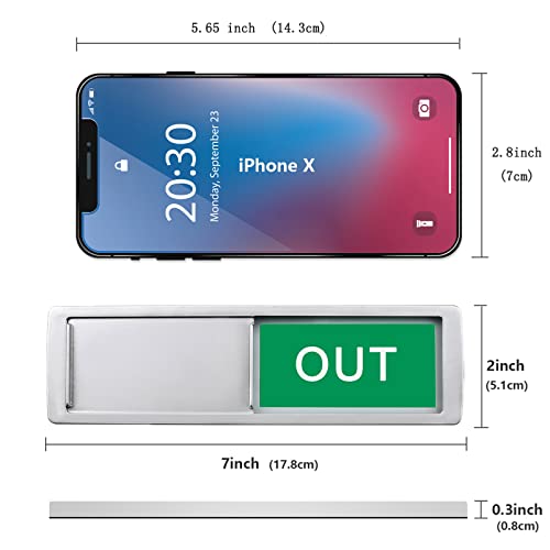 Image of In or Out Sign,In Out Slider Door Indicator Tells Whether In or Out, 7'' x 2'' - Silver