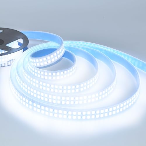Image of SUYOOULIN LED Lights Strip, Dimmable DC 12V 16.4ft SMD 5054 (5050 Upgraed) Double Rows 1200 LEDs 25000LM Tube Waterproof IP67 LED Ribbon for Home Kitchen Decoration (White 6500K)