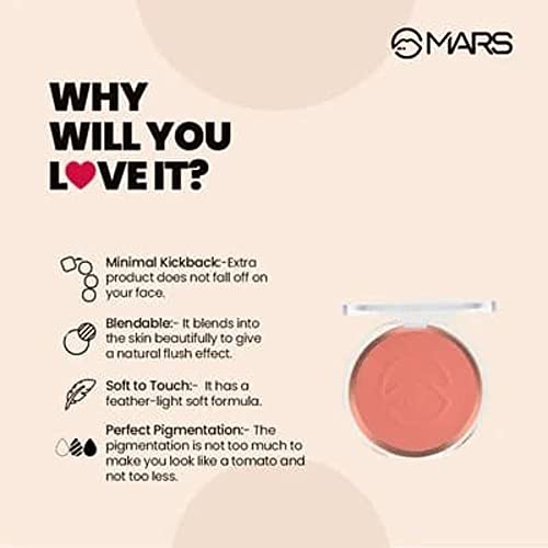 MARS Flush of Love Face Blusher | Highly Pigmented & Easy to Blend | Lightweight & Natural Finish (8.0 gm) (Shade-05) - Image 2