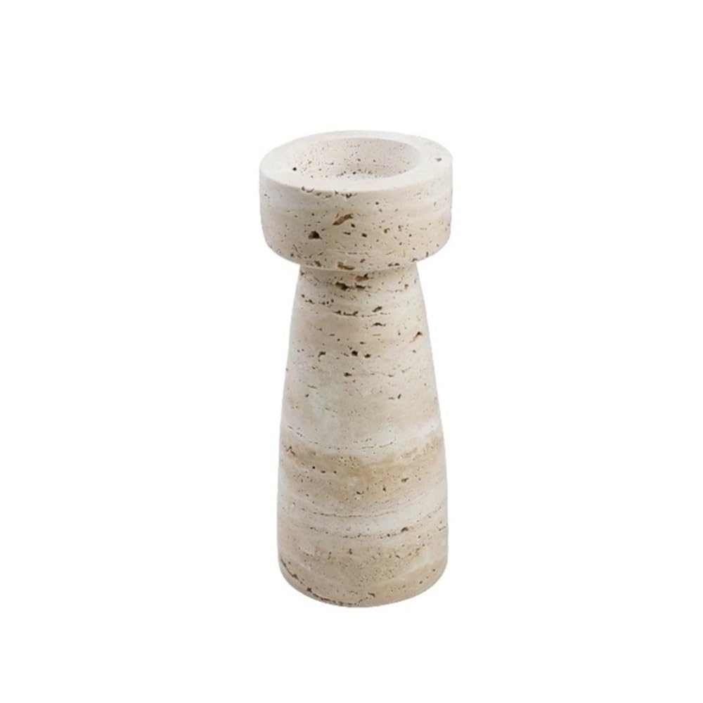 Candle Holder Retro Stone Aromatherapy Candle Holder Desktop Decoration Light Luxury Candlestick(L)
