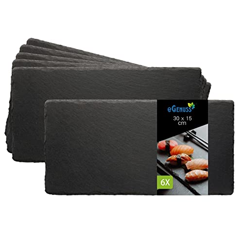 eGenuss 6 Assiettes de service professionnelles pour les restaurants | Plateau ardoise 30x20cm