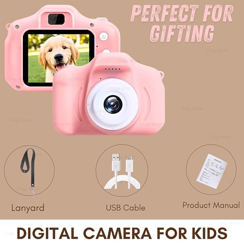 Image of Digital Camera for Kids | 2-Inch Screen with 1080P Video Recording | Preloaded Mini Games, Rechargeable Fun Learning Toy for Boys and Girls | for Kids | Pink