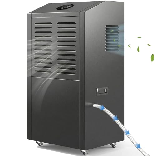 300 Pint Commercial Dehumidifier with Drain Hose, 600 CFM Industrial Dehumidifier Up to 9,000 Sq.Ft Large Spaces, Heavy Duty Dehumidifier for Basement, Warehouse, Garage, Water Damage, Auto Defrost