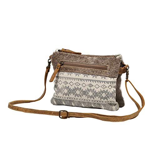 Myra Bag Floral Upcycled Canvas & Cowhide Leather Small Crossbody Bag S-12194