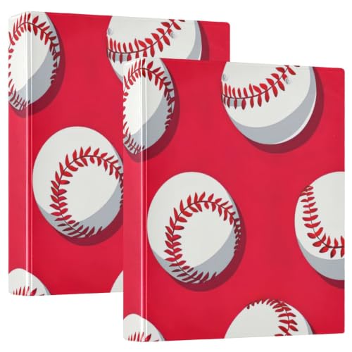 Classeur 3 anneaux anti-cornage rouge de baseball pour ranger les cours