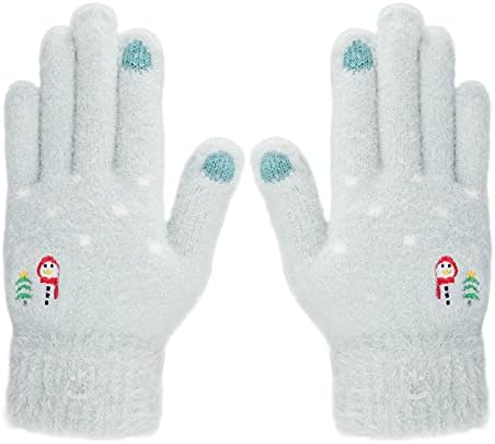 Women Winter Super Soft Knitted Gloves Mittens Thicken Warm Wool Windproof Cold-proof Gloves Knitted Fleece Lined Gloves Christmas Birthday Gifts