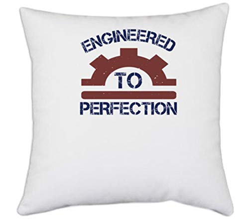 UDNAGWhite Polyester 'Engineer | Engineered to Perfection' Pillow Cover [16 Inch X 16 Inch]