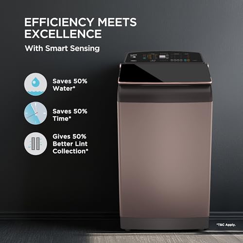 Image of Havells-Lloyd 8.5 Kg 5 Star Fully Automatic Intelli Inverter Motor Top Load Novante IOT With With In Built Heater Washing Machine (GLWT855N12CB Copper Blush)