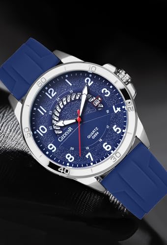 Image of Waterproof Watch Analog Military Stylish Durable Timepiece for Men Boy Sports Wrist Quartz Watches,Silicone Strap