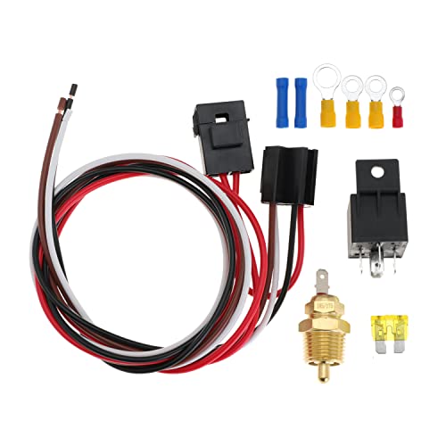 Universal Electric Cooling Fan Thermostat Kit - 175-185 Degree 12V Temperature Switch With 30 AMP Relay