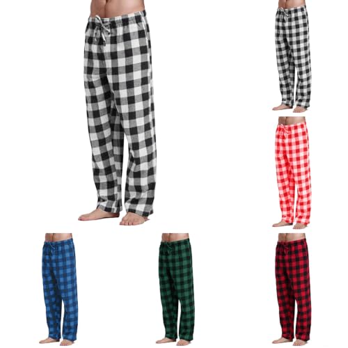 Pajama Pants Mens Plaid Pjs Bottoms Sleepwear Halloween Pj Pants Soft Cozy With Pockets Elastic Waistband Drawstring Black Large - image 1