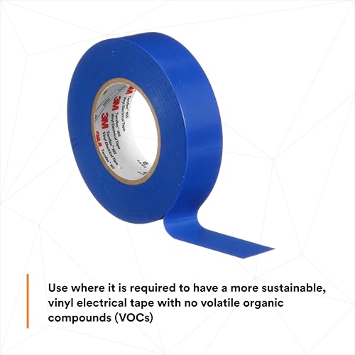 Image of 3M Temflex Vinyl Electrical Tape 165, 3 /4 in x 60 ft, Blue, 10 Roll Pack | Multi-Purpose, 19 mm x 18 m