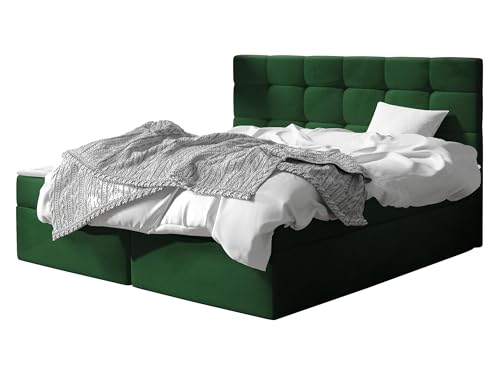 Mirjan24 Cama con somier Gazel con 2 cajoneras, colchón Bonell y topperr, cama continental, cama tapizada, cama matrimonial, cabecero acolchado (Manila 35, 180 x 200 cm)