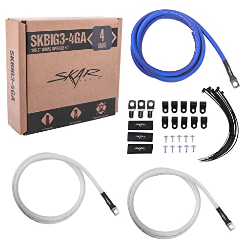 Image of Skar Audio 4 Gauge OFC Big 3 Complete Upgrade Electrical Wiring Kit, SKBIG3-0GA