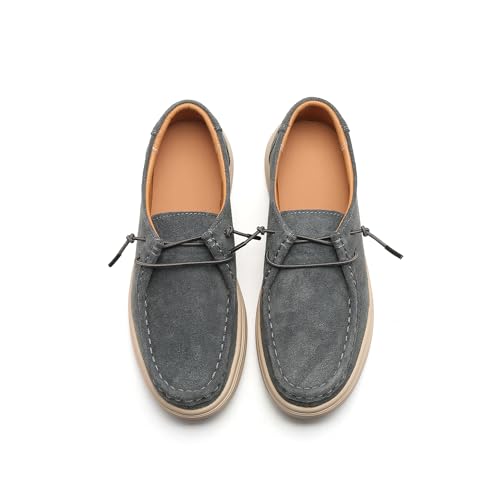 Image of Ruiatoo Women's Walking Shoes - Slip on Loafers Flexible Foot-Friendly Ultralight Boat Casual Shoes Deep Grey 39, 8