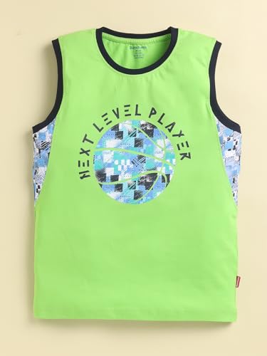 Image of Bumchums Boys Sleeveless Round Neck T-Shirt and Pant Set for Boys, Casual Clothing Set, Trendy and Cute, Graphic