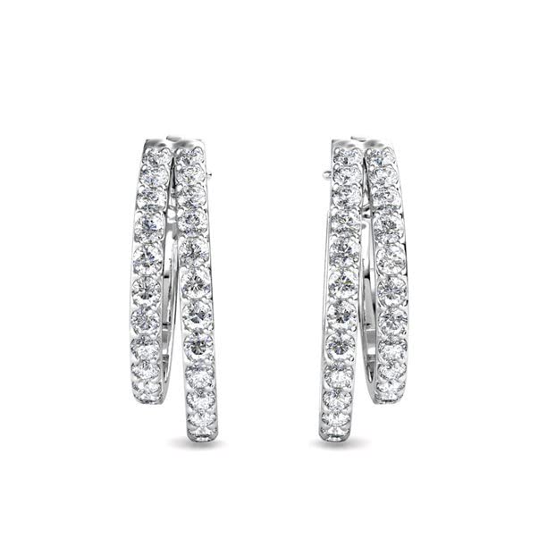 Cate & Chloe Corina 18k White Gold 20mm Silver Hoop Earrings with Simulated Diamond Crystals, Hypoallergenic Jewelry for Women, Gift for Her