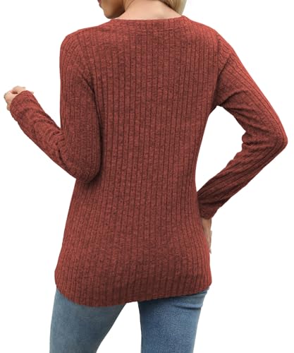 Image of XMTOPYE Sweaters for Women Fashion Long Sleeve Tops Pullover V Neck Casual Loose Sweatshirt