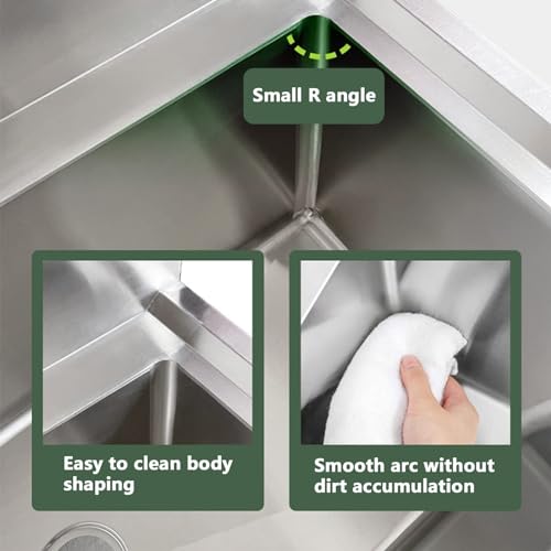Genérico Servicio de Servicios de Acero Inoxidable Pesado se Hunde con Drenboard y Soporte Ajustable, Single Bowl Industrial Laundry Fiderazgo para Restaurante de Cocina Comercial