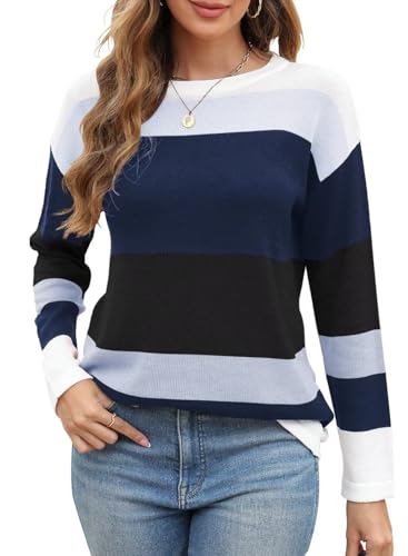 Image of QACOHU Women's Fall Sweater 2025 Crew Neck Long Sleeve Casual Pullover Knitted Sweater Tops