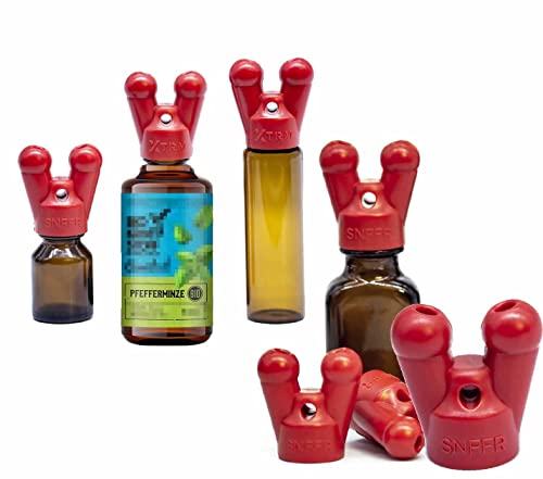 xleathers XTRM SNFFR der sensationelle Aroma Bernstein Flaschen Schraub Dreh Aufsatz auf deine Flasche (Set Double Small + Double Large Red), 1.0 stück