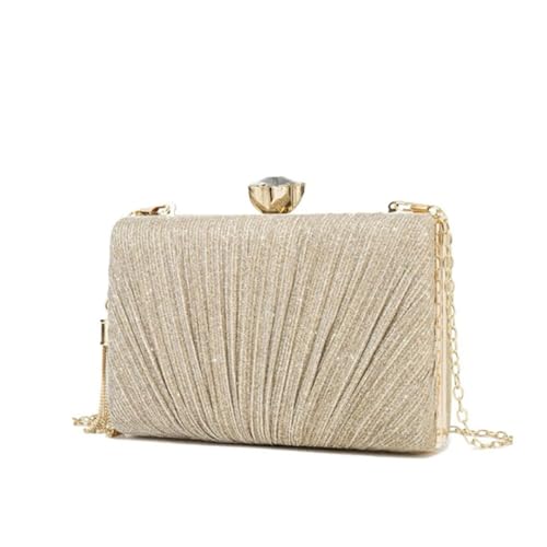 Bolsa Clutch Festa Feminina Dourada Superfície Poliéster Mão Ombro Transversal Com Correntes Removíveis