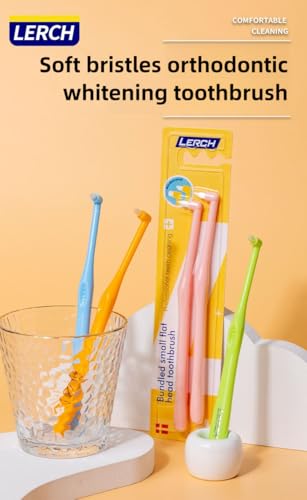 Vonmerie 2 Stück Tuft Zahnbürste, Einbüschelbürste Kleine Zahnbürste Getuftet Weich Büschelzahnbürste Trimm Single Interdental Zwischenraum Bürste(Rosa) – Bild 4