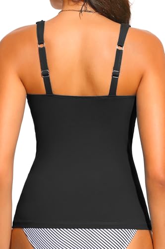 Tempt Me Women Tummy Control Tankini Top - V Neck Bathing Suit Flounce Ruffled Swim Top Only 20252