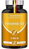 VITAMINE D3 – 100% Pure – 2000 UI – 1000% des Apports Journaliers – Santé des Os & des Dents - Immunité - 60 Gélules – Nutrimea - Fabriqué en France