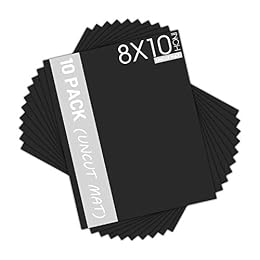 Mat Board Center 8x10 Black Color Mat Boards/Matboards - Uncut - 10 Pack