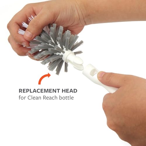 Image of Full Circle Clean Reach Bottle Brush Replacement Head - Long Handle, Flexible, For Water Bottles, Baby Bottles, Narrow Containers, Kitchen Cleaning - White