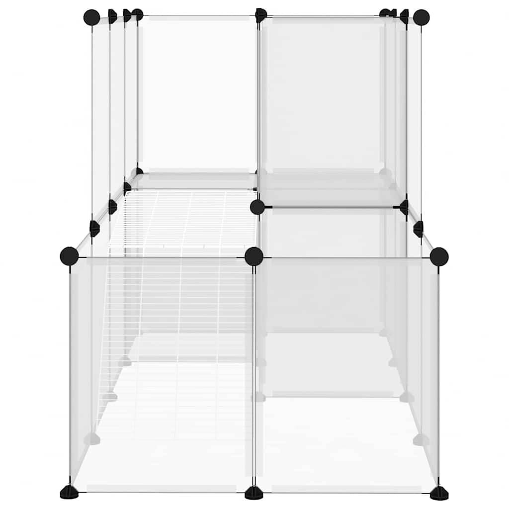 Jaula transparente para animales pequeños, 142 x 74 x 93 cm, polipropileno y acero, con plataforma y rampa, casa para roedores para conejos, cobayas, hámsters interiores y exteriores