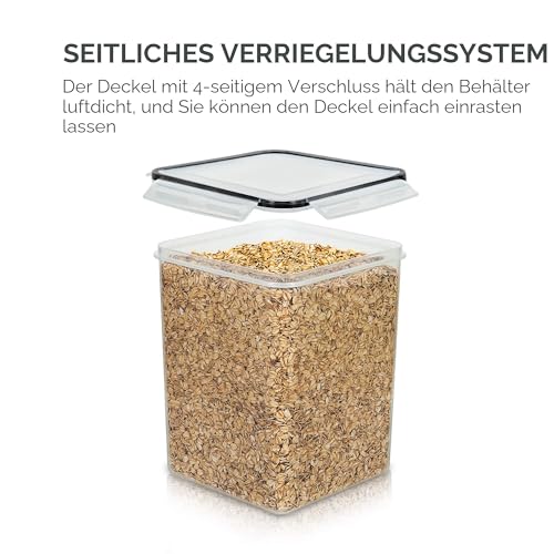 Vtopmart 5.2L Groß Vorratsdosen mit Deckel Luftdicht, 4 Stück Plastik Aufbewahrungsbox Küche Organizer BPA Frei, Aufbewahrung Vorratsbehälter für Zucker und Mehl mit Etiketten und Messbechern 4