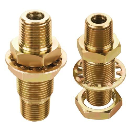 HASAOMOI 2PCS Zinc Plated Bulkhead Air Line Fitting with Steel Nut - 1/2 NPT and 1/4 NPT Connects Air Fuel Water Grease Fuel LP and Natural Gas Pipes