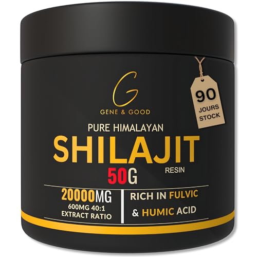 Shilajit Pure 50G - Résine De Shilajit Himalaya Purifiée - Shilajit Himalaya Bio - Natural Shilajit - Riche en Acide Fulvique, Acide Humique. Durée de 3 Mois