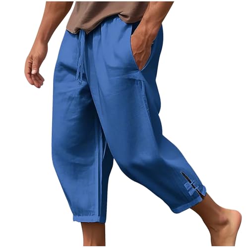 Z-55 Royal Blue Man Pants Pants for Mens Faux Linen Anatomy Scrub Cargo Pleated Paperbag Straight Leg Plain Fall Summer Pants 2026 Clothes LR S