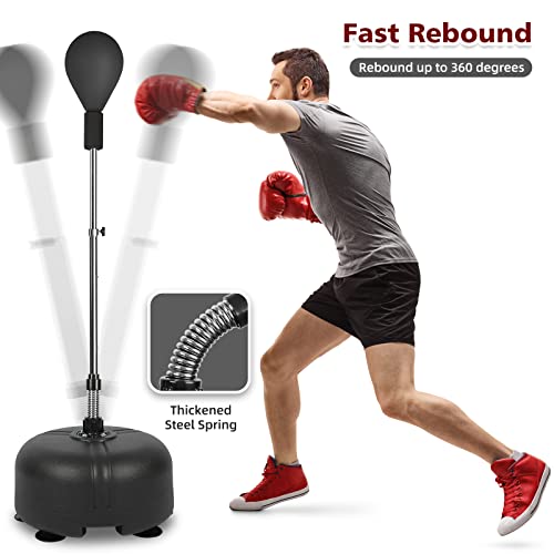 Dripex Speed Punch Ball with Stand, Punching Bag with Adjustable Height Stand - Great for Boxing Equipment, MMA Training, Workout Equipment, Stress Fitness & Relief for Adults, Teens & Kids, Black