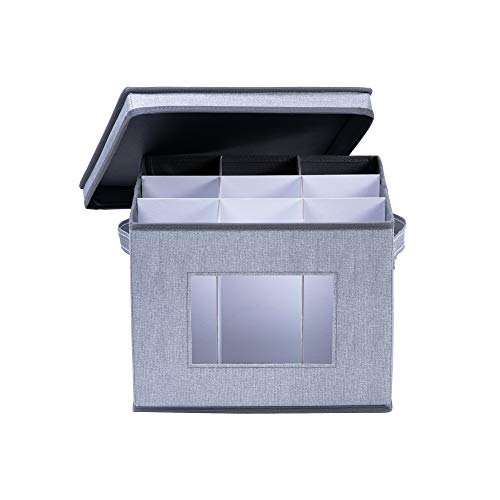 Veno Wine Glasses Storage Box W/ Lid, Handles, Stemware Transport And Protection, China Storage Containers, Glassware Moving Boxes, Packing Supplies, Cardboard Dividers For 9 Glasses #TOP6