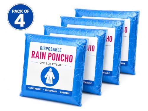 Image of AAYAT SMYKKER Disposable Rain Poncho (Pack Of 4) Waterproof Emergency Rain Coat with Hood for Men & Women | Lightweight Foldable Emergency Rain Wear | Travel, Trekking & Outdoor Use |