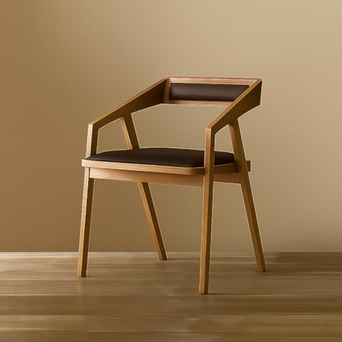 Image of Furniture Solid Wooden Modern Dining Chair with Arms, Upholstered Cushioned Seat, Walnut Finish seat Color Off (choklety Set Off 2)