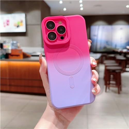Coque magnétique iPhone 12 ENILSA cadre carré rose violet avec protection d'objectif