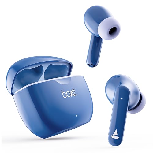 Boat Airdopes 120 Truly Wireless in Ear Ear Buds w/in Ear Detection, 40 hrs Playtime Quad Mics with ENx™ Tech, ASAP™ Charge, IWP™ Tech, Beast™ Mode with 65 ms Low Latency, BTv5.3 & IPX4(Dawn Blue)