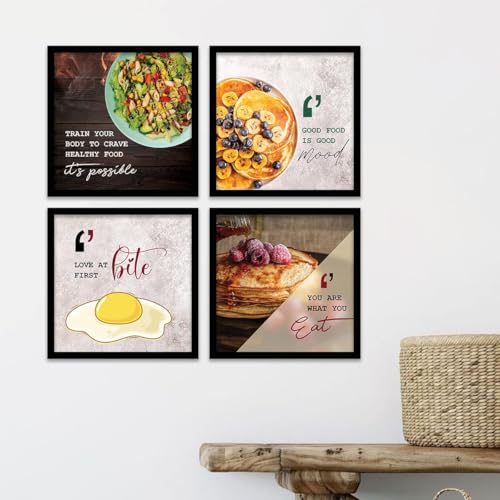 Image of kotart - Cooking Quotes Wall Posters With Frame for Restaurant, Cafe and Kitchen Decor - Framed Poster for Home (13x13 inch, Framed) Set of 4 (Art 9, Big)