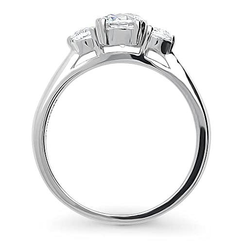BERRICLE Sterling Silver 3-Stone Wedding Engagement Rings 0.8 Carat Round Cut Cubic Zirconia CZ Anniversary Promise Ring for Women, Rhodium Plated4