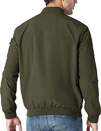 Tbmpoy Men's Lightweight Track Jackets Windproof Breathable Windbreaker Casual Camping Travelling Golf Jacket For Men Dark Army Green L #TOP1