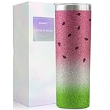 Onebttl Watermelon Decor, 20oz Glitter Insulated Tumbler Cup with Straw, Cute Summer Cups Gift Idea, Perfect for Summer Vacation, Birthday, Christmas, Thanksgiving, Retirement, or Any Occasion