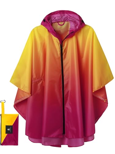 Image of SaphiRose Adult Rain Poncho Waterproof Hooded Zipper Raincoat with Pockets | OEKO-TEX Certified 100% Polyester, Lightweight Packable Storage Pouch, Heat-Sealed Seams, Quick-Dry for Outdoor Hiking