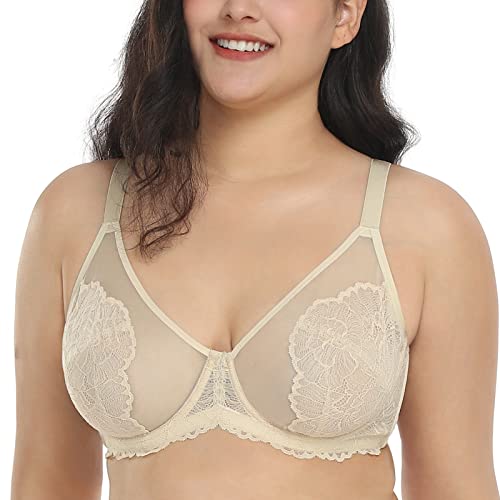 Hsia Minimizer Bra For Women Full Coverage Lace Plus Size Compression Bra Unlined Bras With Underwire 38Dd #TOP29
