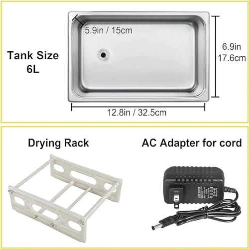CHONGHAN Limpador UltrassôNico PortáTil 6L,Limpador UltrassôNico Discos De Vinil, Temporizador E Aqu